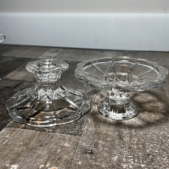 Vintage Lead Crystal Clear Candle Holder Set Taper or Pillar - Picture 4 of 5